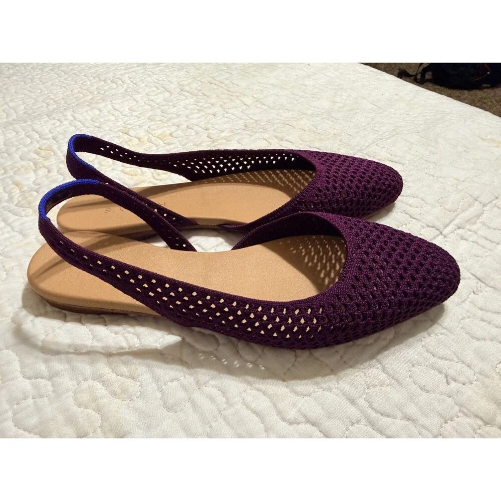Rothy's flat woven knit slingback casual shoes sandals burgundy New Sz 8.5